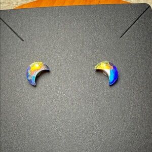 Colorful Crescent Moon Crystal Earrings